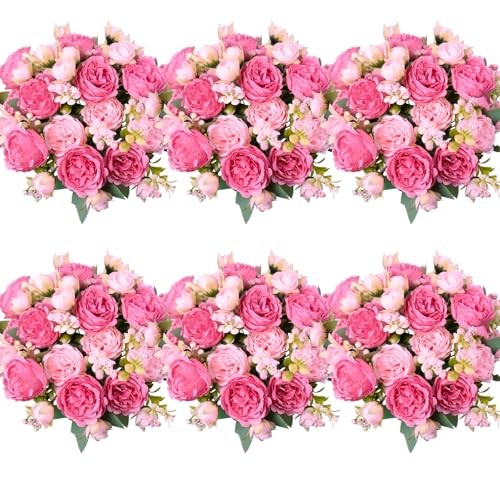 Peonies Artificial Flowers Bulk, Blush Pink Silk 6 Pcs Blush, Light Pink gallery