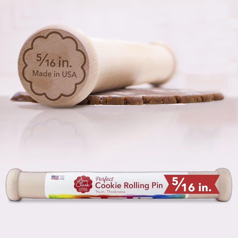 Perfect Cookie Rolling Pin 5/16in. Fixed Depth Hardwood Made in the USA by An…