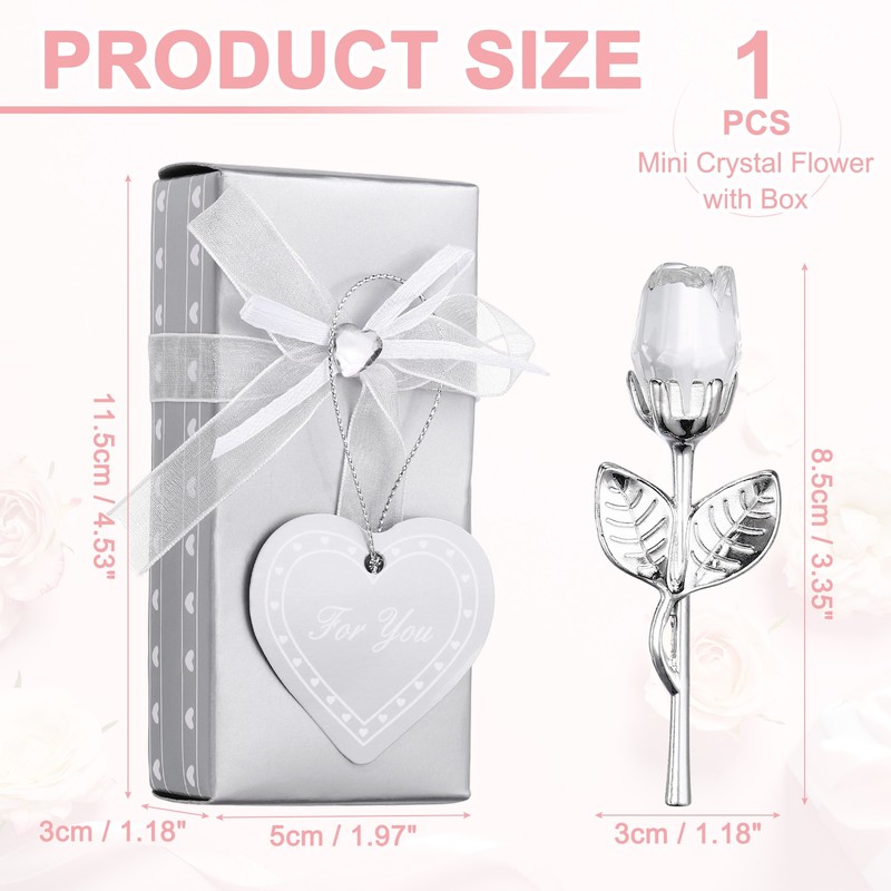Mini Crystal Rose with Box, Romantic Crystal Rose, Transparent&White gallery