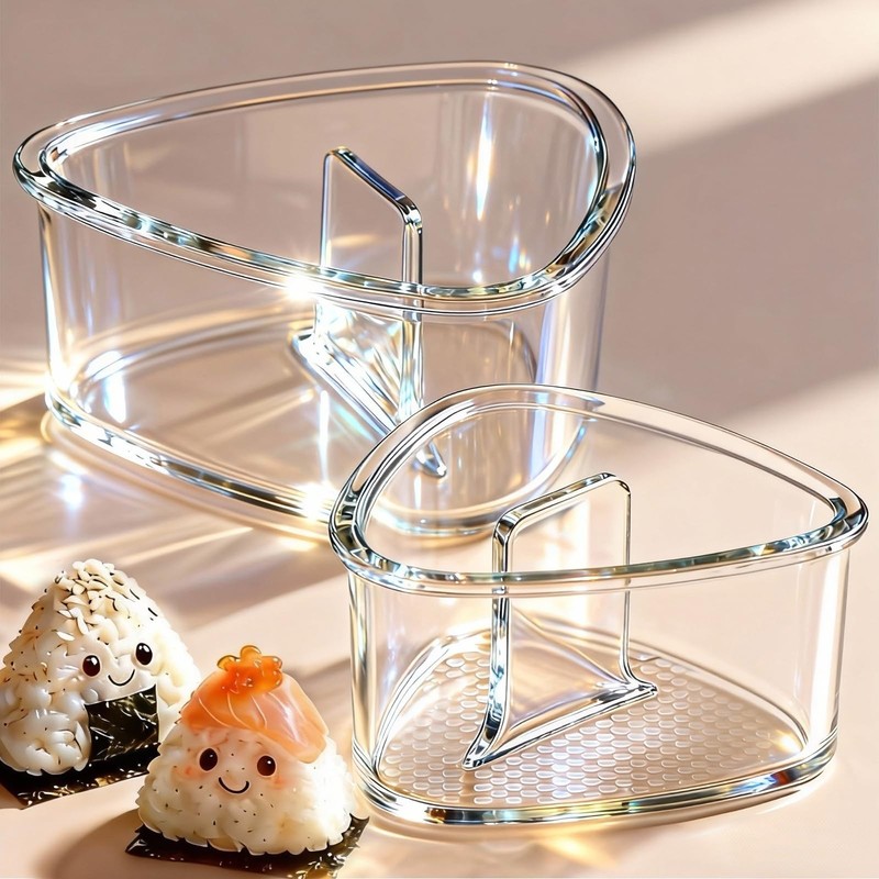 2PCS Clear Large Onigiri &Triangle Rice Ball Mold for Sushi – Non-Stick, BPA-Fre