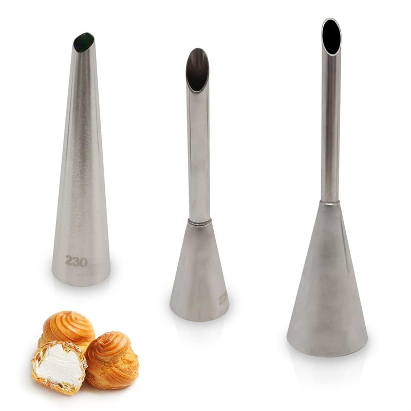 3 Pcs Filling Piping Tip Set – Easy-to-Use & Clean Stainless Steel Silver