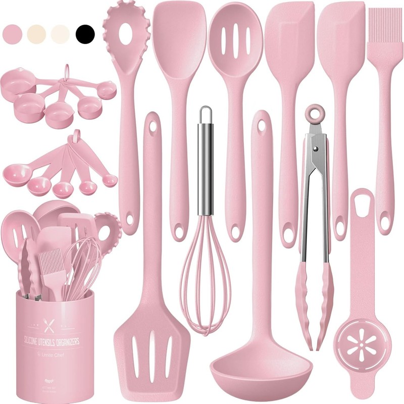 22-Piece Silicone Cooking Utensils Set, Heat Resistant &