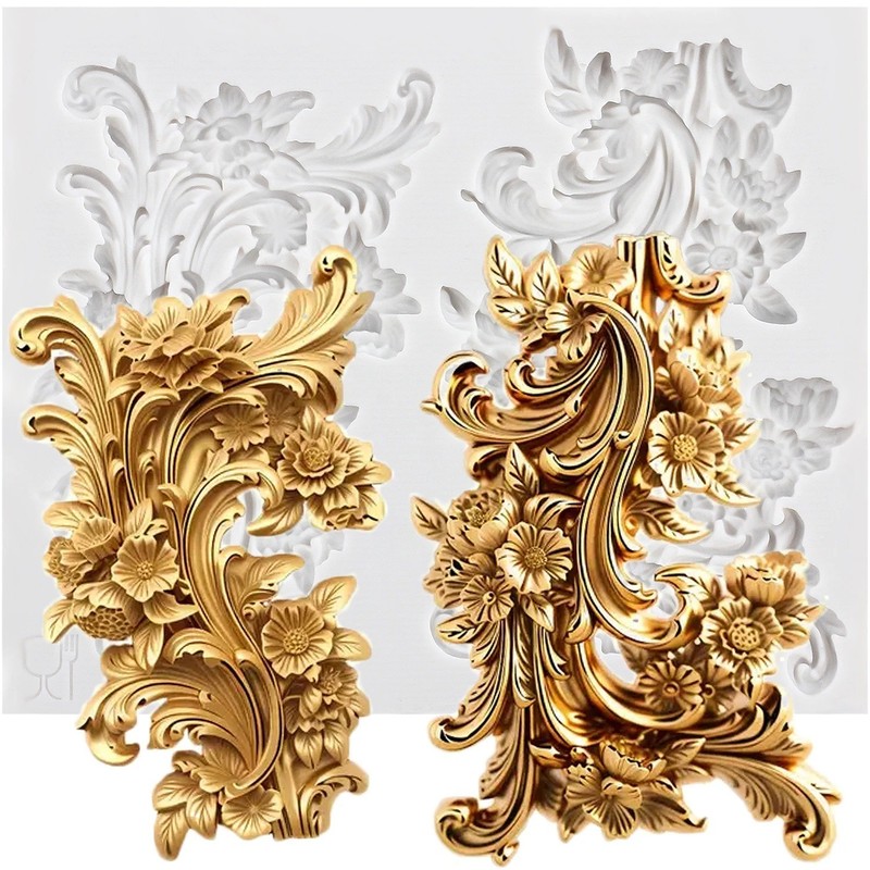Baroque Curlicues Scroll Lace Silicone Mold Fondant Cake Decorating Chocolate