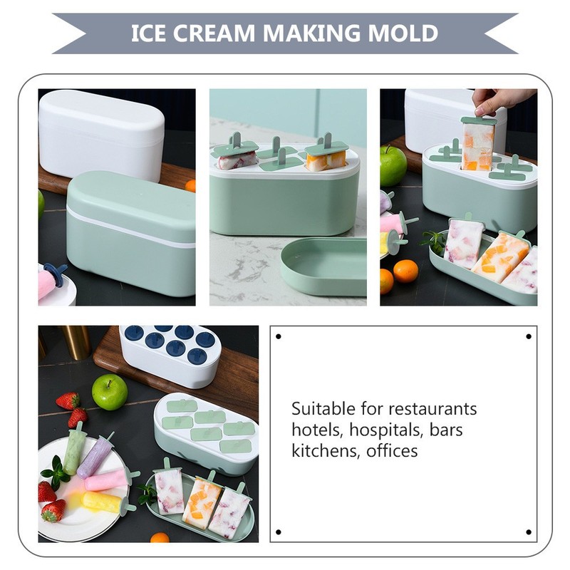 Reusable Ice Cream Mold Green PP Material Easy to Use and Clean for Home Use gallery