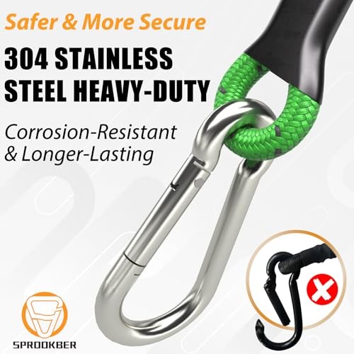 24 Inch Bungee Cords with Stainless Steel Carabiner, Heavy Duty 24inch Red gallery