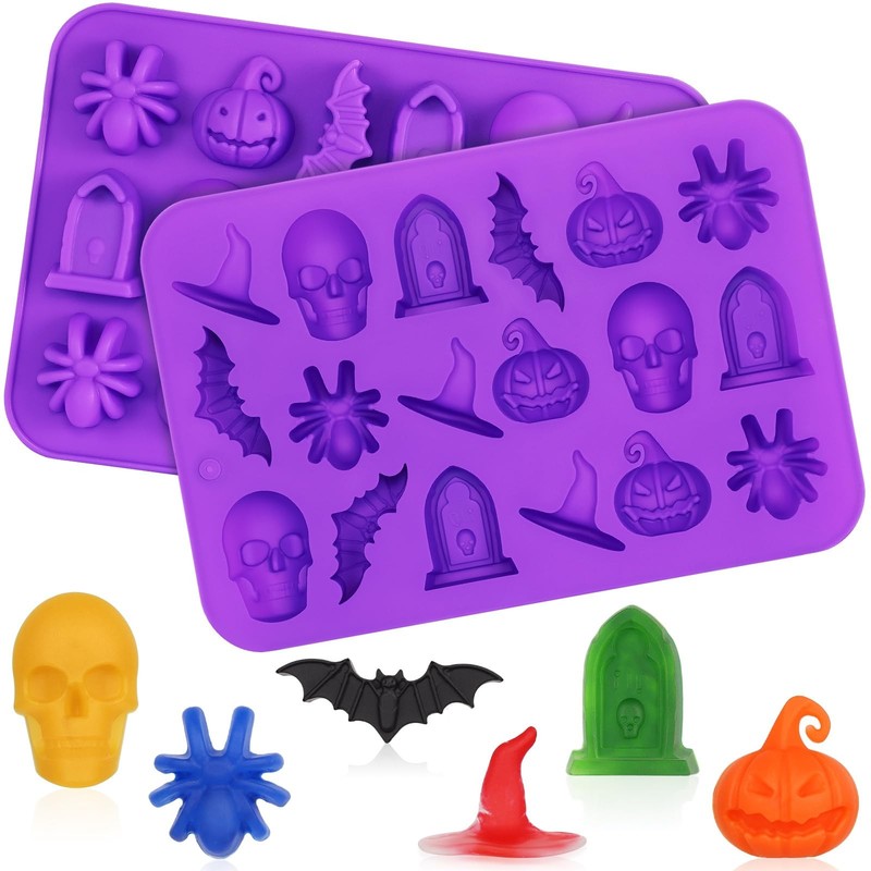 2 Pack Halloween Chocolate Molds 3D Silicone Candy Molds for Cookies Ice Cubes