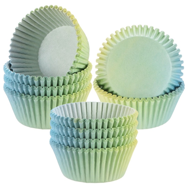 200 Packs Party Cupcake Holder, Blue-Yellow Shade