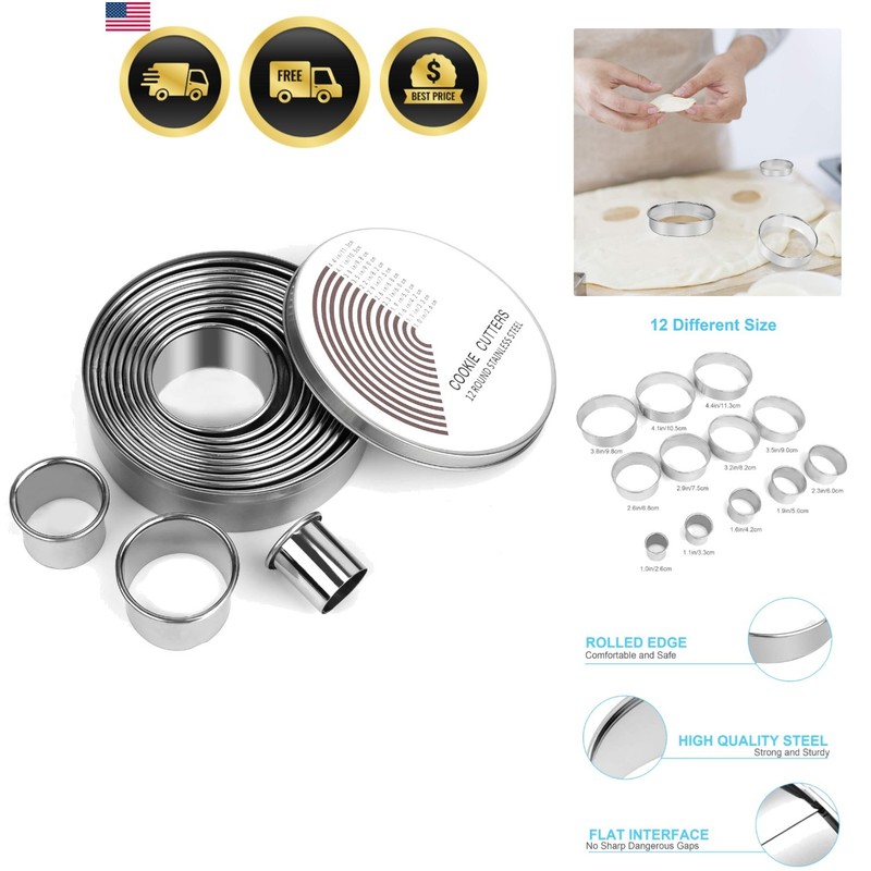 12 Pcs Donut Hole Cookie Biscuit Cutter Set for Baking, Graduated Doughnut Ro…