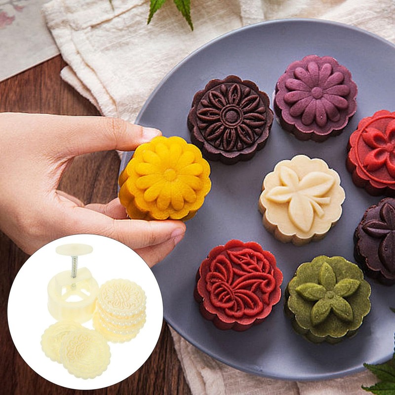 1 Set Creative MidAutumn Bean Mooncake Molder Press Tool Easy Release Home Use gallery