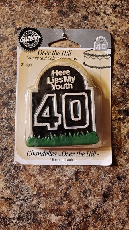 NEW Vintage Wilton Here Lies My Youth Candle 40 Birthday Cake 40th 3″ Gravestone