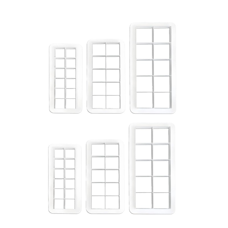 6Pcs White Square Cookie Cutter Set, Geometric Multicutter Cake Fondant Cutte…