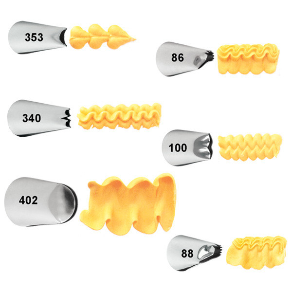 Wilton Ruffle Decorating Tips:86. 88, 100, 340, 353, 402