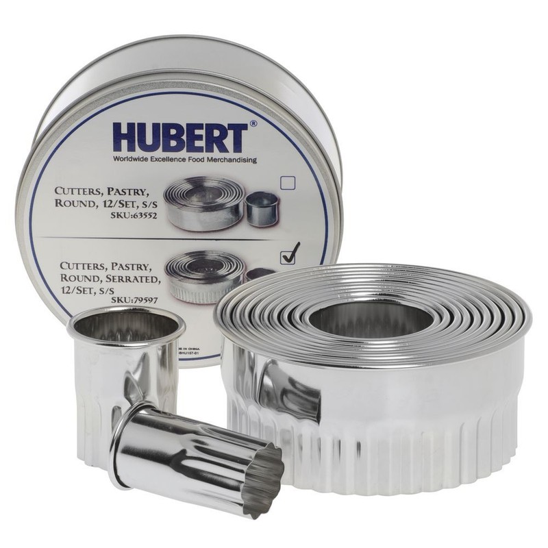 HUBERT® Serrated Pastry Cutter Set Round Stainless Steel 12 Per Set
