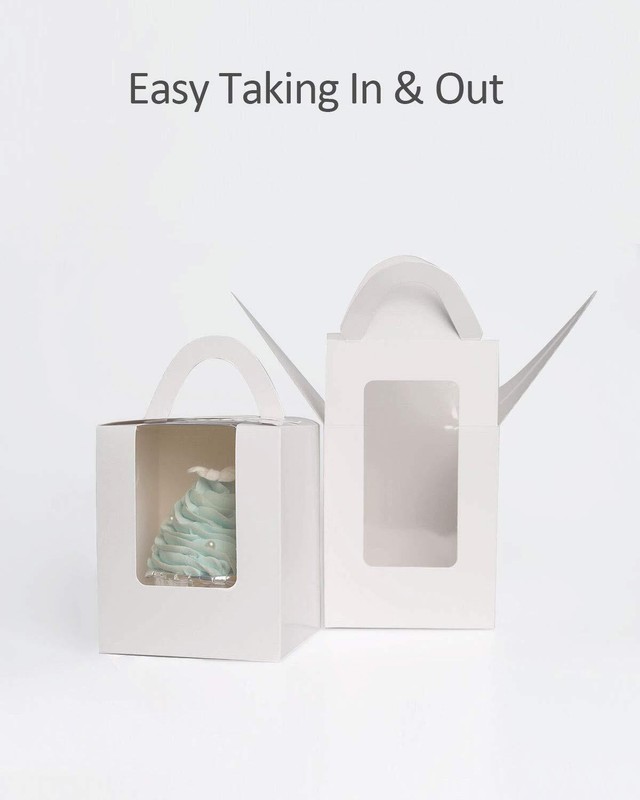 60pcs Cupcake Boxes Individual Disposable White Single Box With Window 3.6 * 3.6 gallery