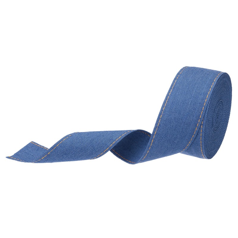 1.6 Inch Denim Fabric Ribbons, 5 Yards Denim Bow Jean Ribbon, Dark Blue 40mm