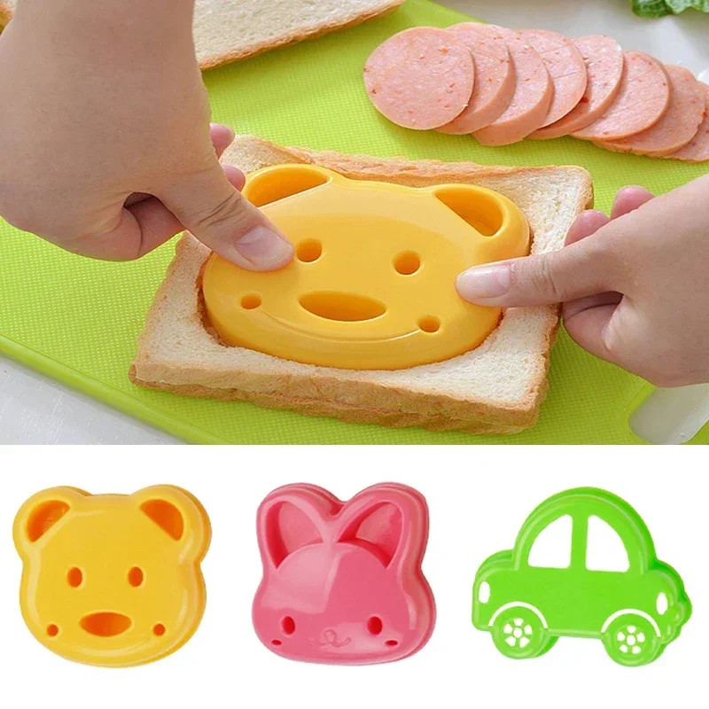 2 moldes para sándwich con forma de oso, gato, conejo, coche, para pan, pastel, gallery