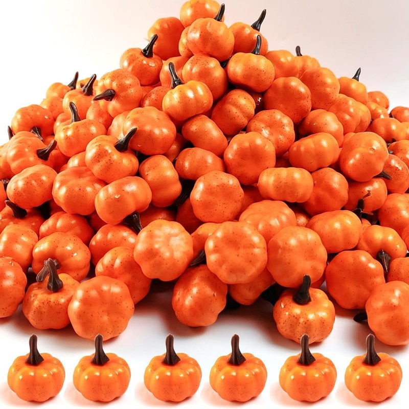 20PCS Mini Artificial Pumpkins, Fall Harvest Simulat Pumpkins
