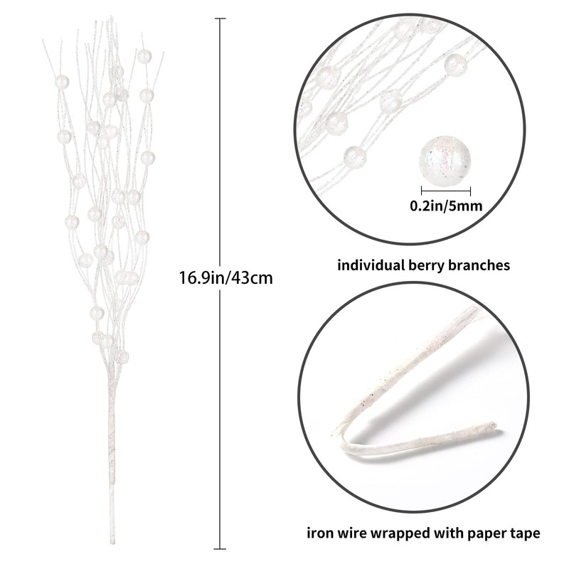 Losris Christmas Artificial Glitter Berry Stem Decorations Decorative Bead gallery