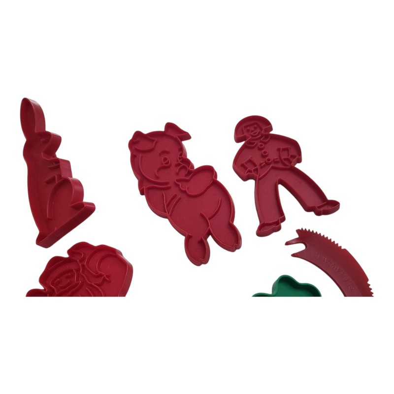 Vintage Tupperware Cookie Cutters Holiday Santa Shamrock Bunny Pig 8pc Lot gallery