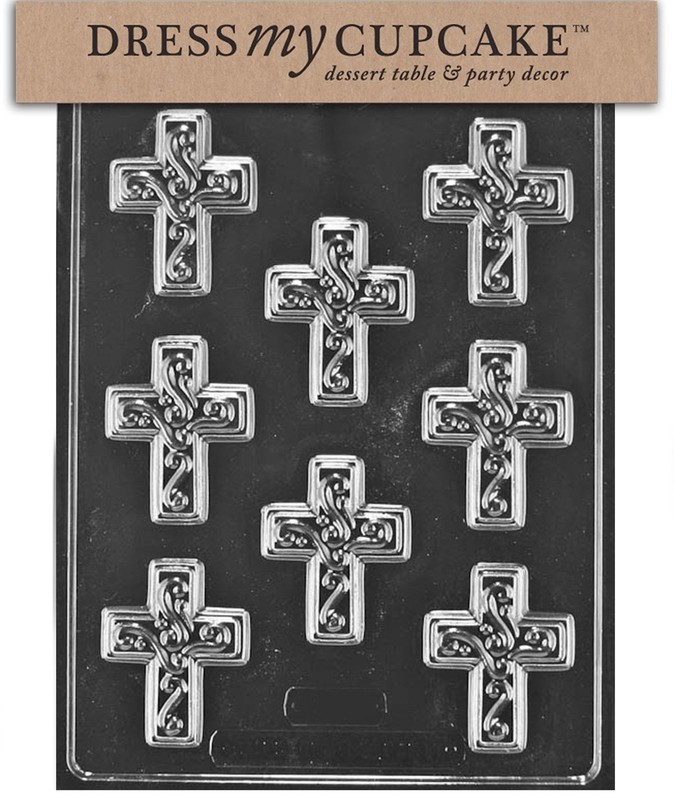 Chocolate Candy Mold, Small Easter Cross with Swirl