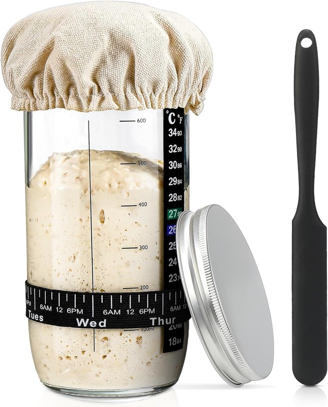 Sourdough Bread Baking Supplies,24 oz Starter Jar Glass, 24oz-1pcs