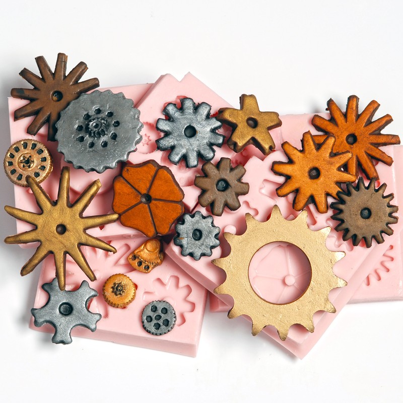 Silicone Steampunk Gear Cog Mold Set 6 Moulds Create 17 Gears Food Safe (241) gallery
