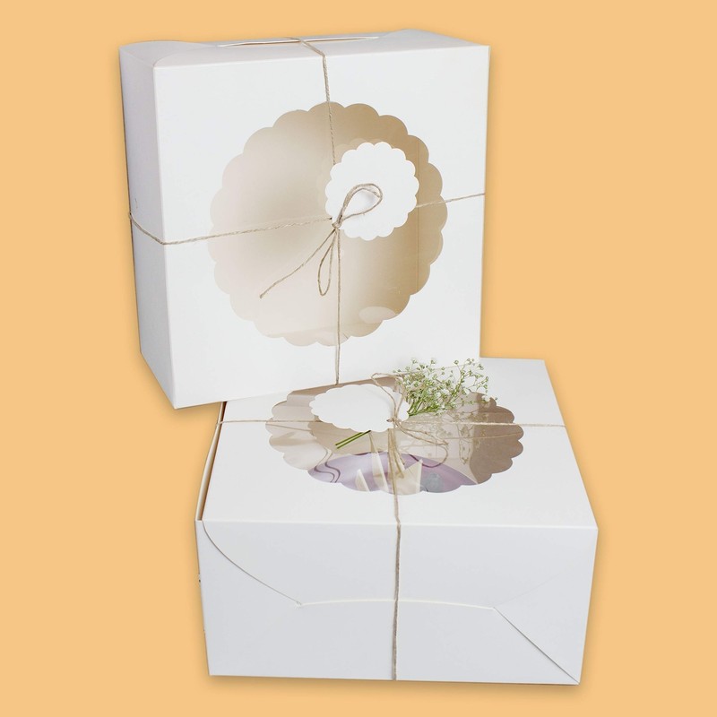 White Cake Boxes with Window Pack of 10 – Bakery Boxes for Cakes Brownies Don…
