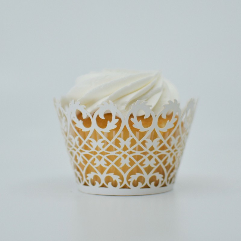 Victorian White Lace Cupcake Wrapper Standard Liner | 25 PC Set | Bakell®