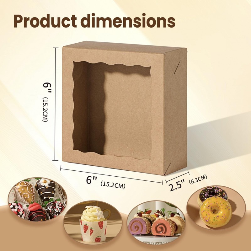 50 PCS 6x6x2.5 Inch Chocolate Strawberry Boxes Bakery Full Window Cookie gallery