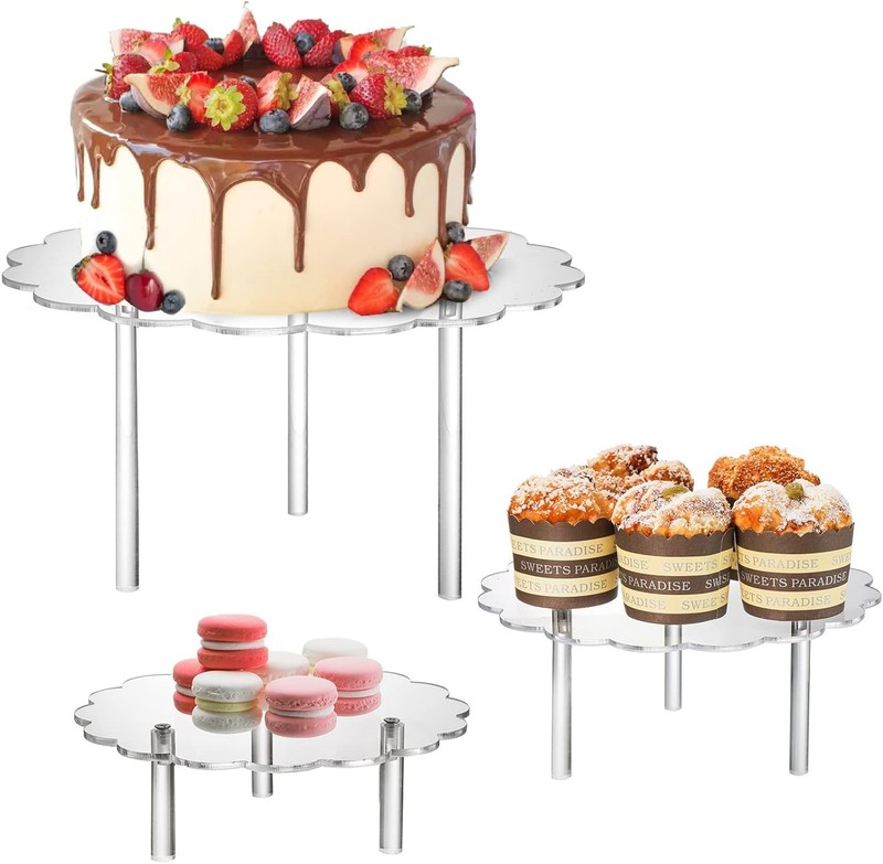 3 Pack Clear Acrylic Cake Stands Cupcake Stand Cake Holder Countertop Dessert