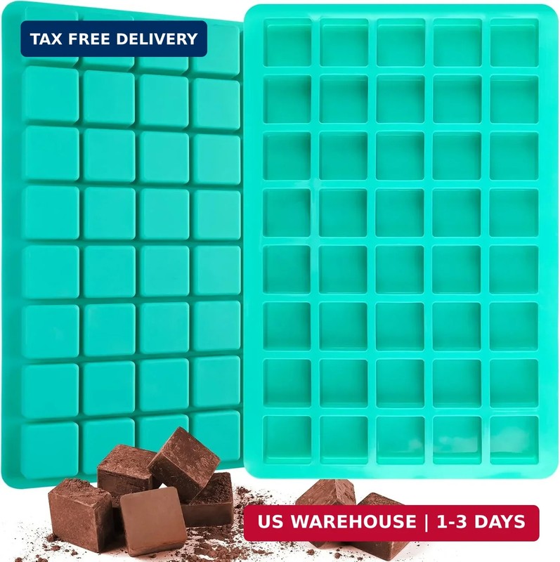 Sakolla 2 Pack Caramel Candy Molds, 40 Cavities Square Cube Silicone Molds for C