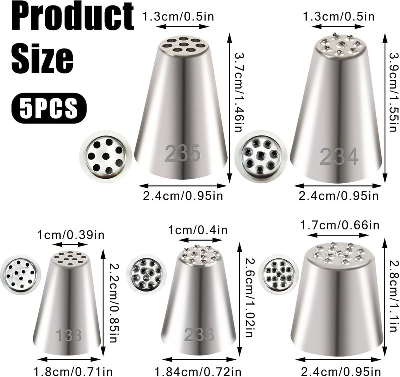 5pcs Grass Piping Tip, Stainless Steel Grass Icing Tip, Cake Decorating Tips gallery