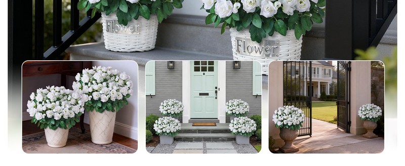 2 Set of Artificial Rose iary Trees - Faux Silk Flower Potted gallery