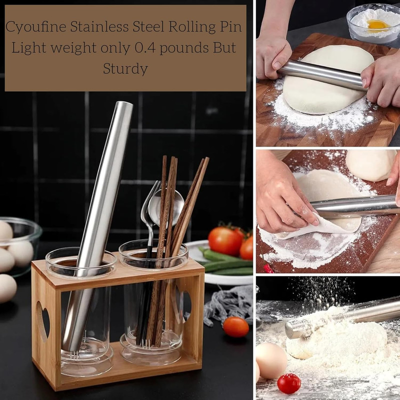 Rodillo De Acero Inox 12.8 Pulg Para Hornear Masa Pizza Galletas Y Pasteles gallery
