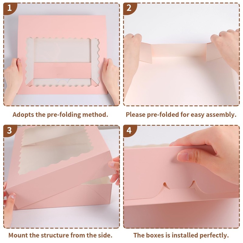 24 PCS Cookie Boxes 14x10x2.5 Inch Large Bakery Window Pies Pink Pastry gallery
