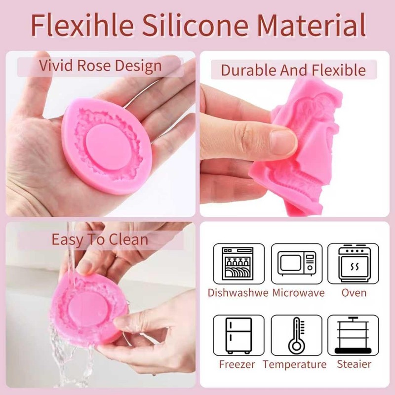 4Pcs Silicone Frame Chocolate Molds, Fondant Mold, Resin gallery