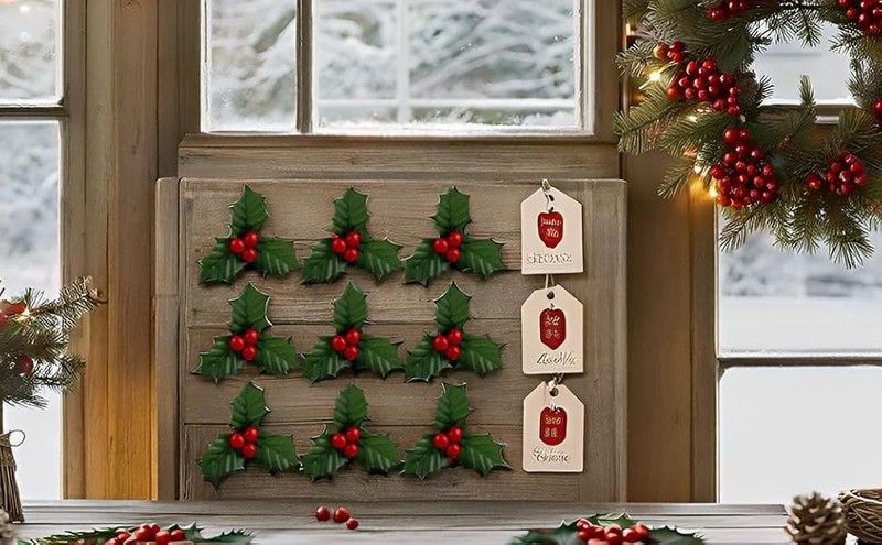 10Pcs Christmas H Berries Faux Berry Flowers with Leaves Xmas Berry gallery