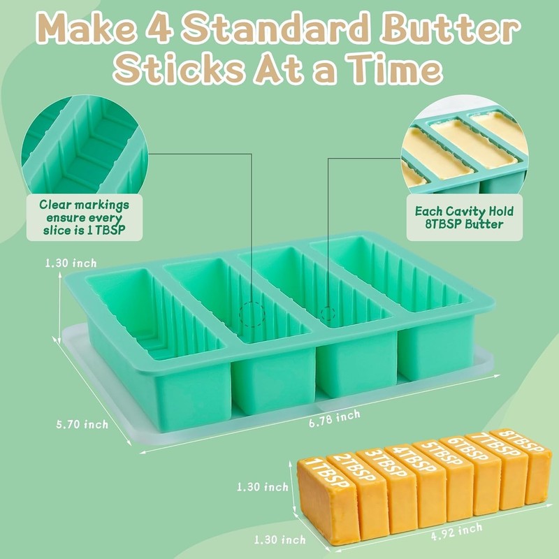 2Pack Butter Silicone Mold Tray with Lid, Non-Stick Butter Mold Tray for Home... gallery