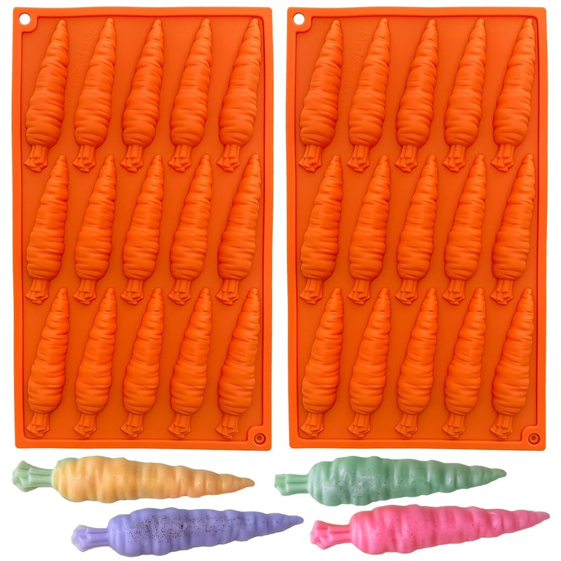 2-Pack Carrot Chocolate Molds, Easter Silicone Candy Molds Cute Carrot Shape …