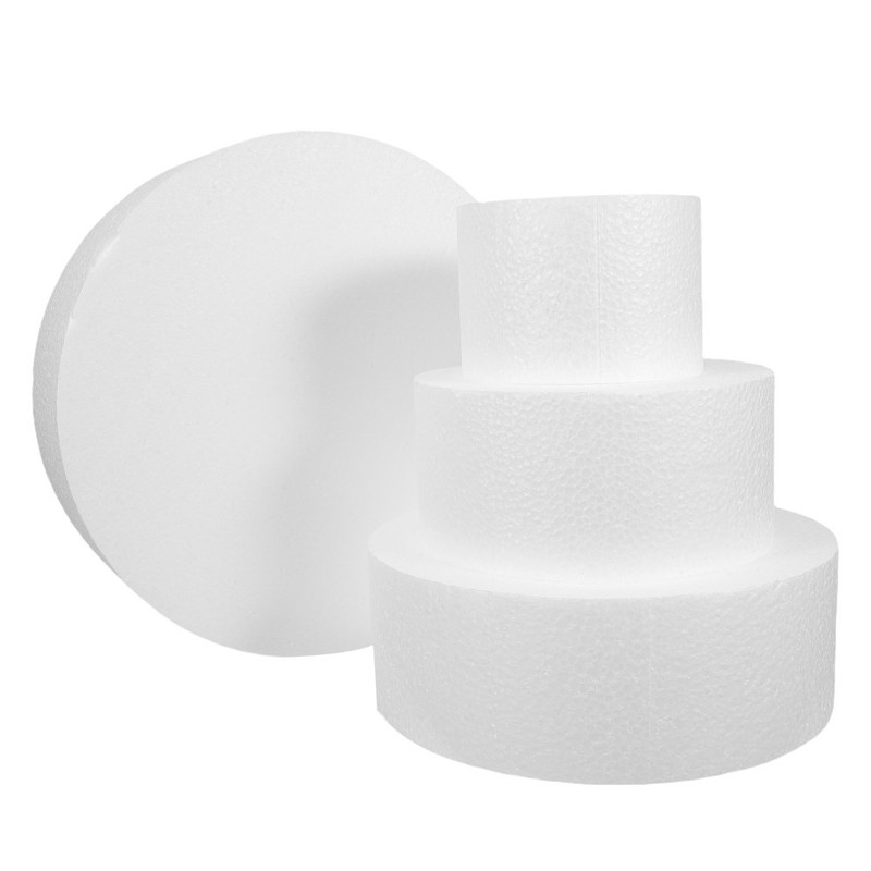 4pcs Round Foam Cake Dummy – 9.8″/7.9″/5.9″/3.9″ White Faux Display Cake Model