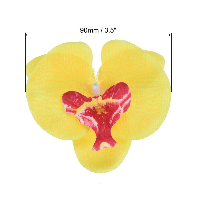 20pcs 3.5" Artificial Orchid Flower Heads Silk Phalaenopsis Butterfly Yellow gallery