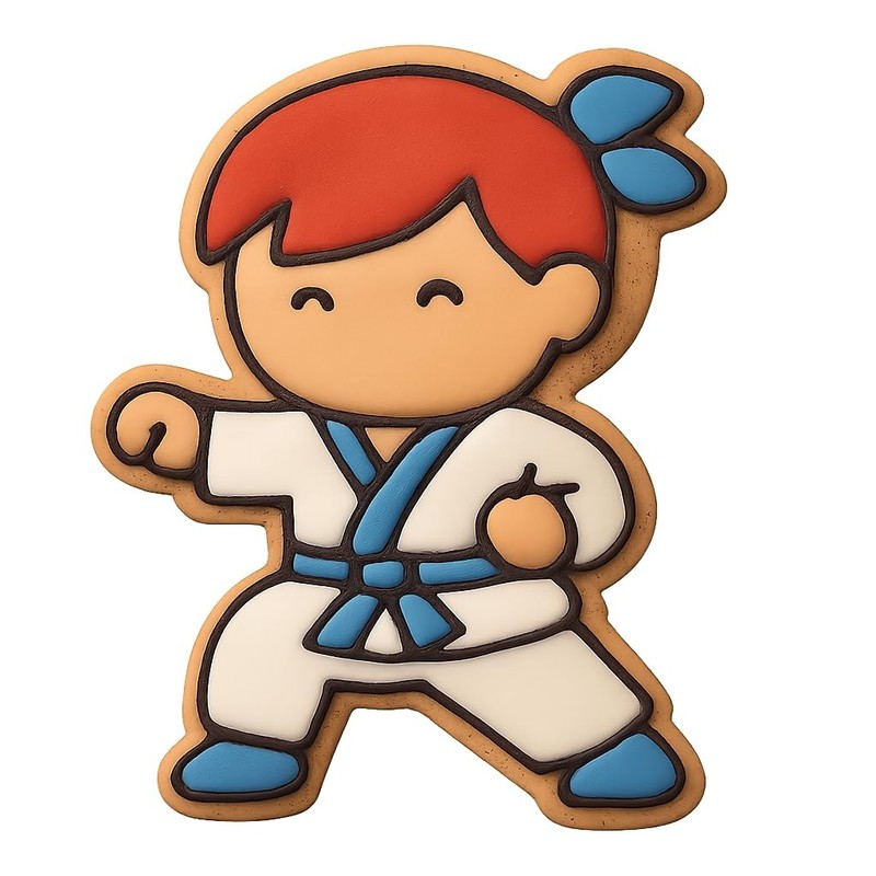Karate Boy with Black Belt Cookie Cutter & Stamp, Fondant & Clay - 4x3.3 gallery