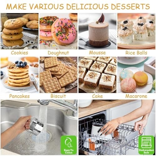 10-Piece Cookie Biscuit Cutter Set - Round & Square with Handle for Baking, Past gallery