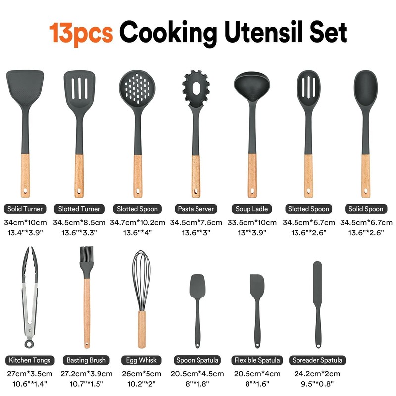 Kitchen Utensils Set, 13PCS Silicone Cooking Utensils, Heat Resistant Kitchen... gallery