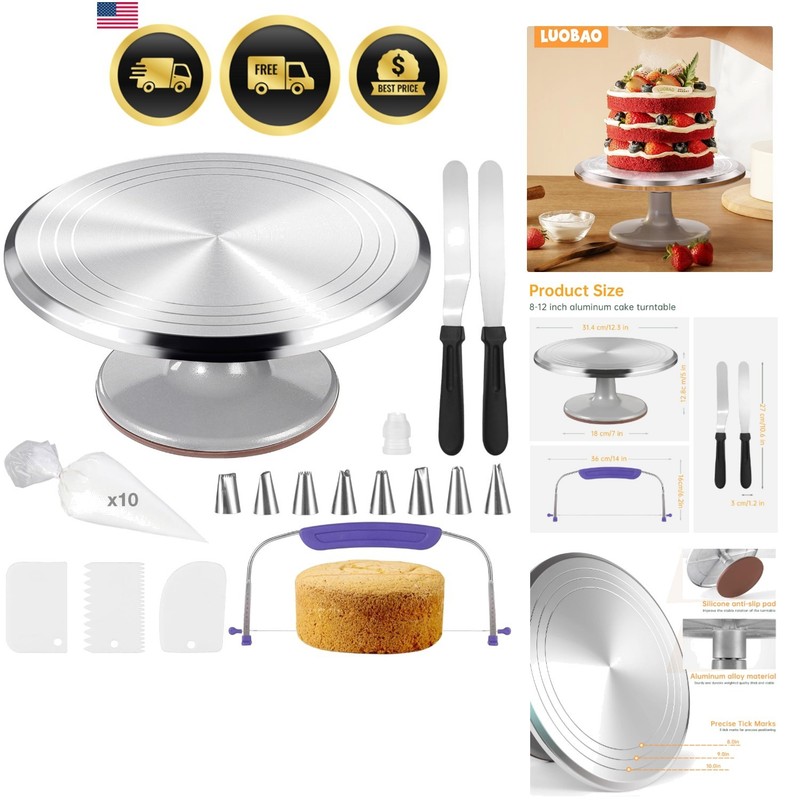 12 Inch Cake Turntable Decorating Stand with Aluminum,Cake Turntable Decorati…