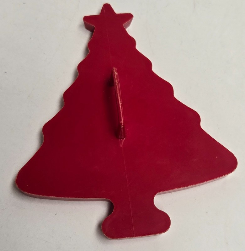 Tupperware Red Plastic Christmas Tree Cookie Cutter Embosser c1963 9.5cm x 12cm gallery