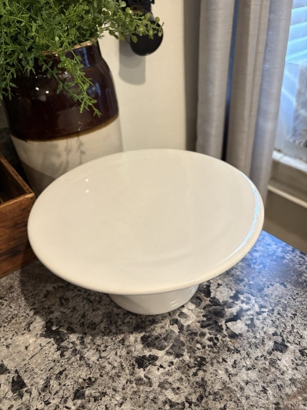 White Ceramic Cake Cupcake Stand - 9-1/4” Pedestal 4-3/8” Tall New gallery