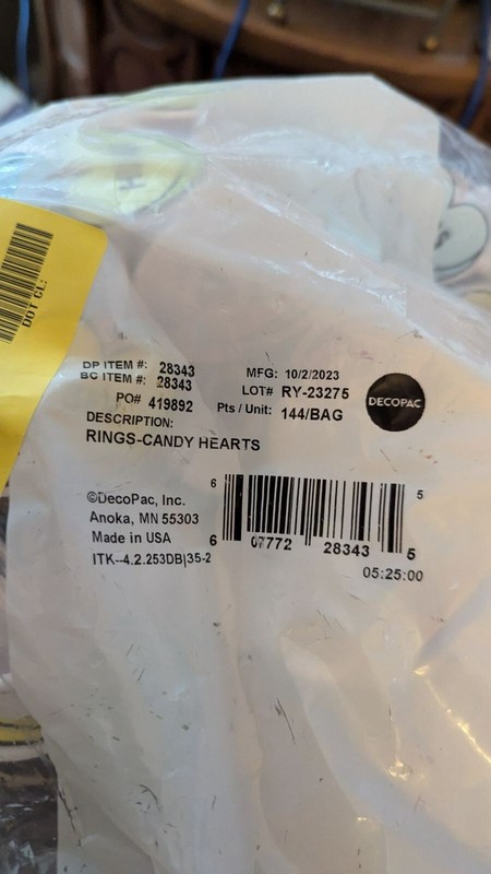 Decopac Candy Heart Rings - Sweet Talkers - 144 Pcs New in bag 28343 gallery