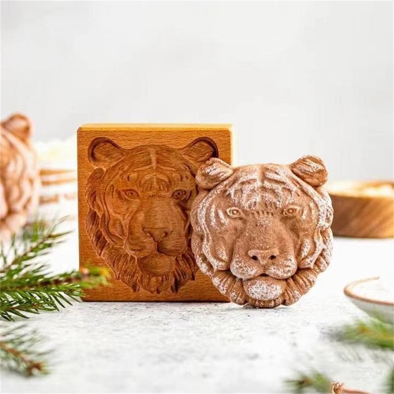 DIY Christmas Easter Cookie Molds Kitchen Carving Gingerbread Wooden Molds gallery