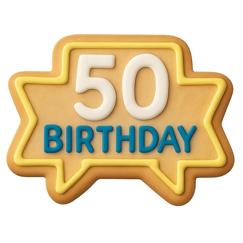 50th Birthday Banner Cookie Cutter & Stamp, Fondant & Clay - 4x3.6 gallery